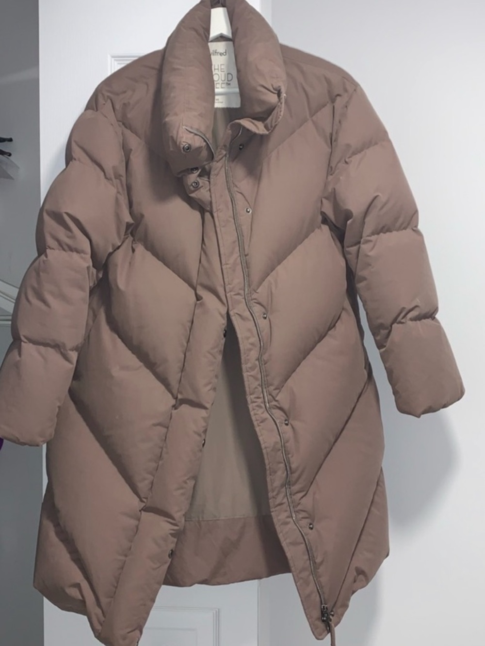 Wilfred Light Gray Quilted Mid Puffer Coat